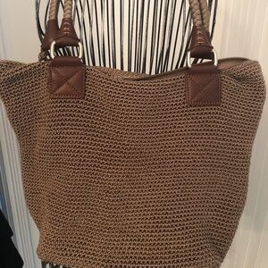 The Sak Brown Woven Hobo Boho Bag